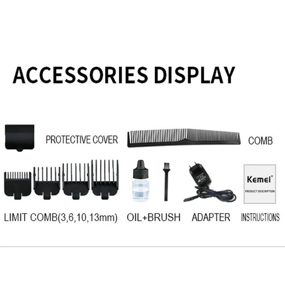 Kemei KM-1990 Men's Hair Trimmer Professional Barber Turbo Hair Cutting Machine - Picture 3 of 6